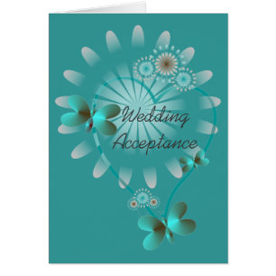 Cartes d'acceptation du mariage Coeurs papillons