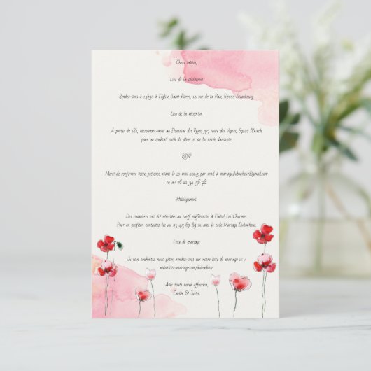 Cartes d'accompagnement "Coquelicots" (Debout devant)