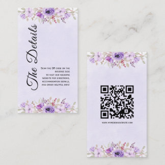 Cartes d'accompagnement de mariage florales violet
