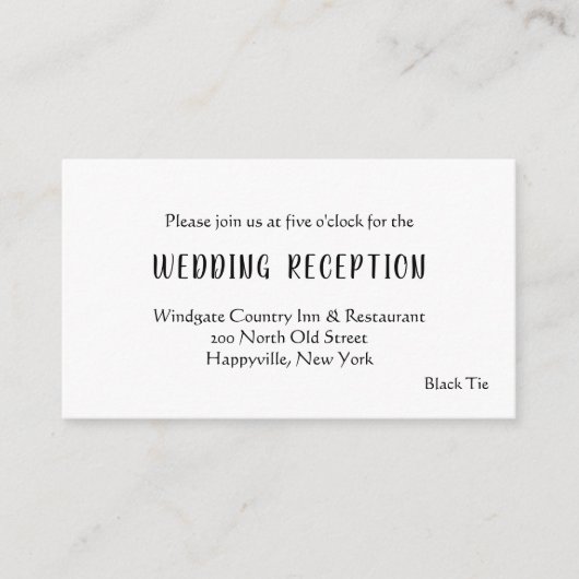 Cartes d'accompagnement de réception de mariage en (Devant)