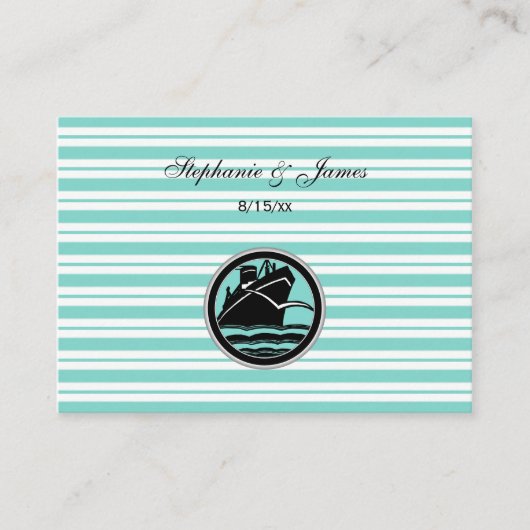 Cartes d'accompagnement Rayure Bleue Blanche Navir (Devant)
