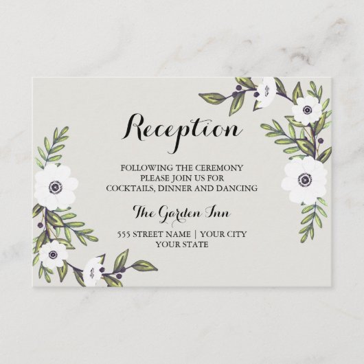 Cartes d'accueil Anémones Peintes (Devant)