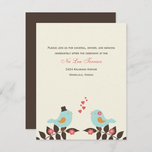 Cartes d'accueil de mariage pour Inséparables (Devant / Derrière)