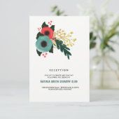 Cartes d'accueil de mariage Turquoise rose floral (Debout devant)