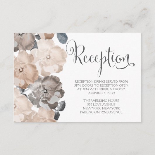 Cartes d'accueil de mariage vintage aux Roses gris (Devant)