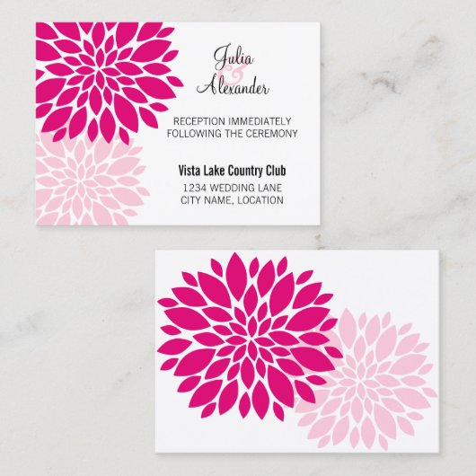 Cartes d'accueil Fuchsia Rose Floral (Devant / Derrière)