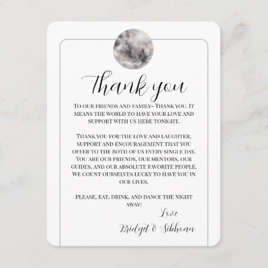 Cartes d'accueil Merci Pleine lune (Devant)