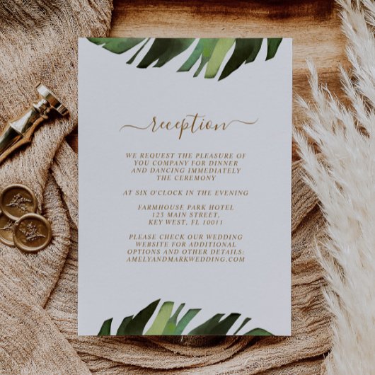 Cartes d'accueil pour mariage tropical Palm Leaf