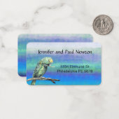 cartes d'adresse de perroquet vert (Devant/Arrière en situation)