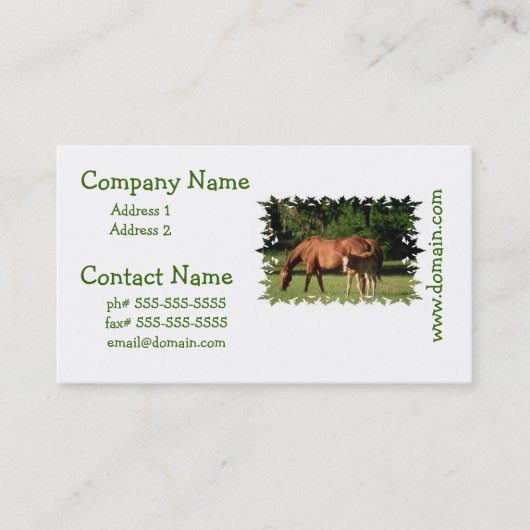 Cartes d'affaire de famille de cheval (Devant)