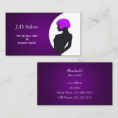 Cartes d'affaires du salon de coiffure pourpre (Devant / Derrière)