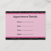 Cartes d'affaires du salon de coiffure rose (Dos)