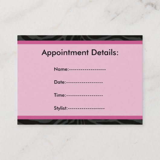 Cartes d'affaires du salon de coiffure rose (Dos)