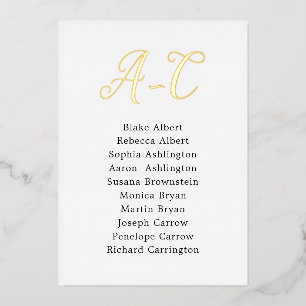 Cartes d'affectation de table d'hôtes Gold Foil Ma