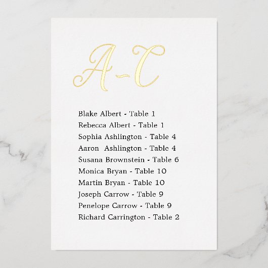 Cartes d'affectation de table pour invités de mari (Recto)
