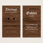 Cartes d'affichage à oreilles Bijoux en bois de ch (Devant & derrière)