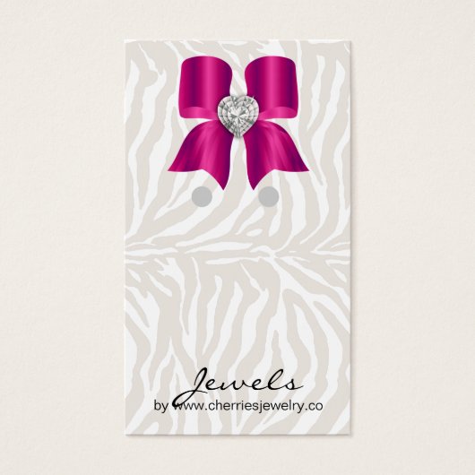 Cartes d'affichage à oreilles joaillerie Zebra Bow (Devant)