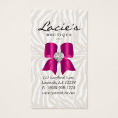 Cartes d'affichage à oreilles joaillerie Zebra Bow (Dos)