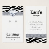 Cartes d'affichage à oreilles Zebra Coeur Bijoux (Devant & derrière)