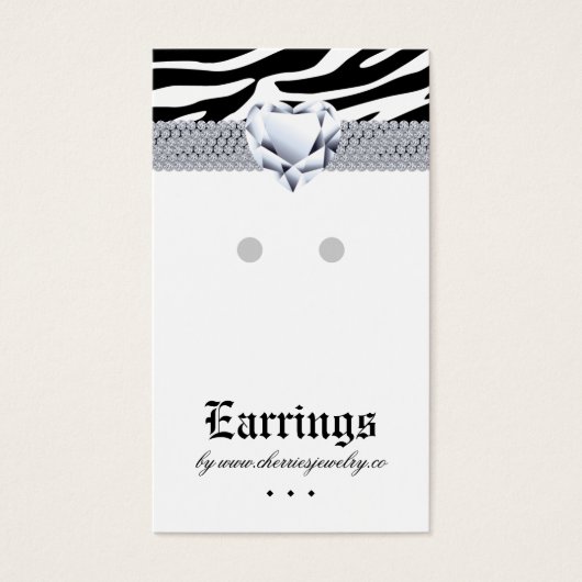 Cartes d'affichage à oreilles Zebra Coeur Bijoux (Devant)