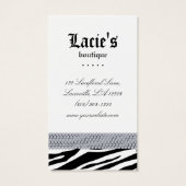 Cartes d'affichage à oreilles Zebra Coeur Bijoux (Dos)