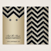 Cartes d'affichage Chevron Bijoux en or Noir (Devant & derrière)