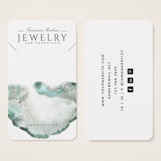 Cartes d'affichage Ethereal Blue Agate Collier (Devant & derrière)