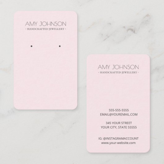 Cartes d'affichage minimal Pastel Rose rose (Devant / Derrière)