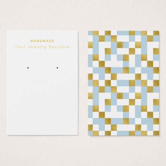 Cartes d'affichage Mod Blue Gold Checkerboard (Devant & derrière)