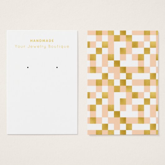 Cartes d'affichage Mod Peach Gold Checkerboard (Devant & derrière)