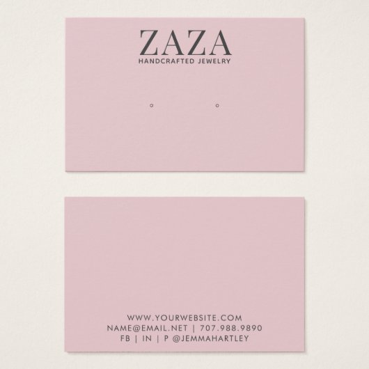 Cartes d'affichage modernes chic rose gris à oreil (Devant & derrière)