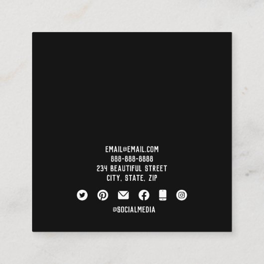 Cartes d'affichage noir minimalistes simples pour  (Dos)