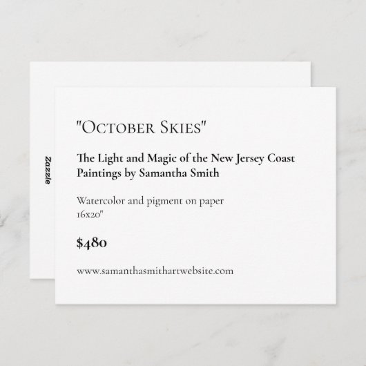 Cartes d'affichage personnalisables des spectacles (Devant / Derrière)