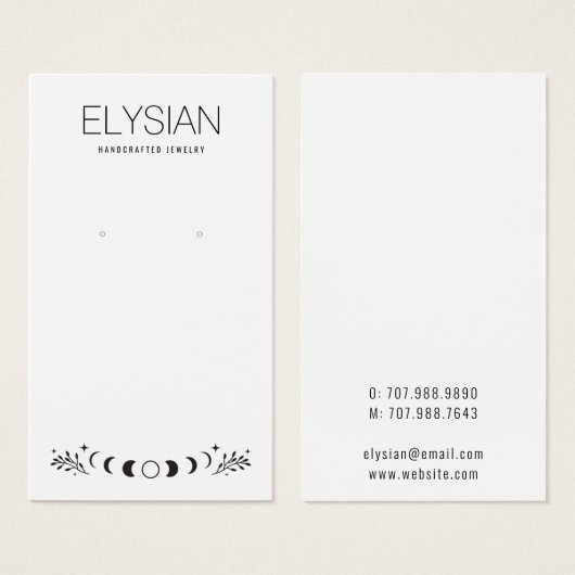 Cartes d'affichage pour bijoux à oreilles céleste (Devant & derrière)