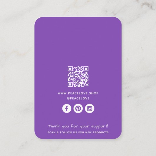 Cartes d'affichage pour bijoux de code QR d'entrep (Dos)