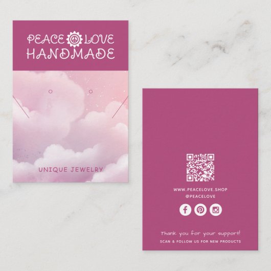 Cartes d'affichage pour bijoux de code QR d'entrep (Devant / Derrière)