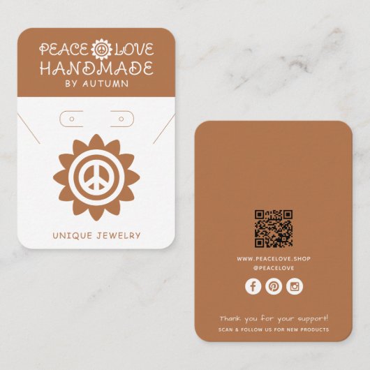 Cartes d'affichage pour bijoux de code QR d'entrep (Devant / Derrière)