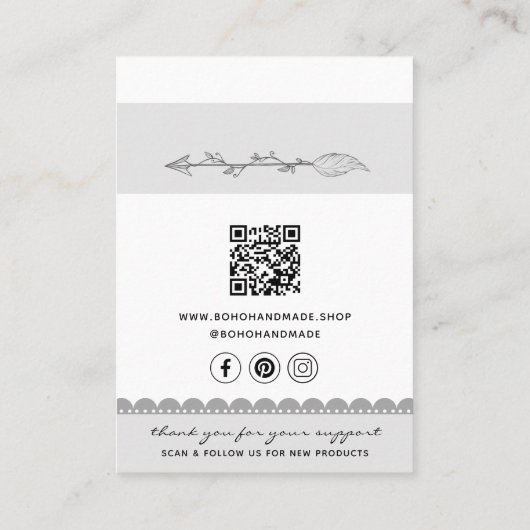 Cartes d'affichage pour bijoux de code QR d'entrep (Dos)