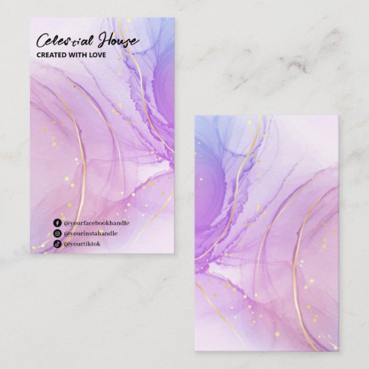 Cartes d'affichage pour oreille violette à l'encre (Devant / Derrière)