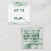 Cartes d'Affirmation Personnalisées Vert Aquarelle (Devant / Derrière)
