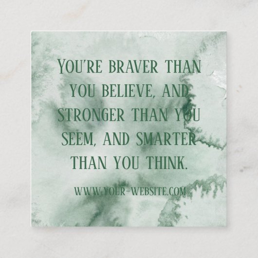 Cartes d'Affirmation Personnalisées Vert Aquarelle (Dos)