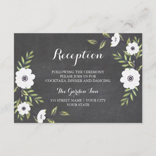 Cartes d'anémones peintes sur tableau noir - Carte (Devant)