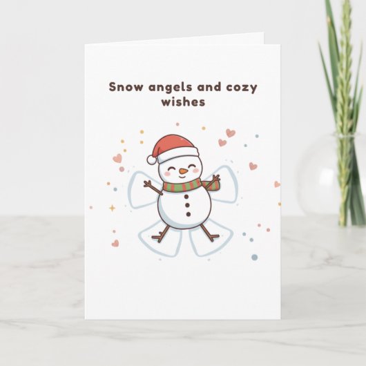 Cartes d'anges de neige et de vœux chaleureux Cute (Devant)