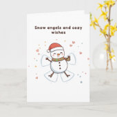 Cartes d'anges de neige et de vœux chaleureux Cute (Fleur jaune)