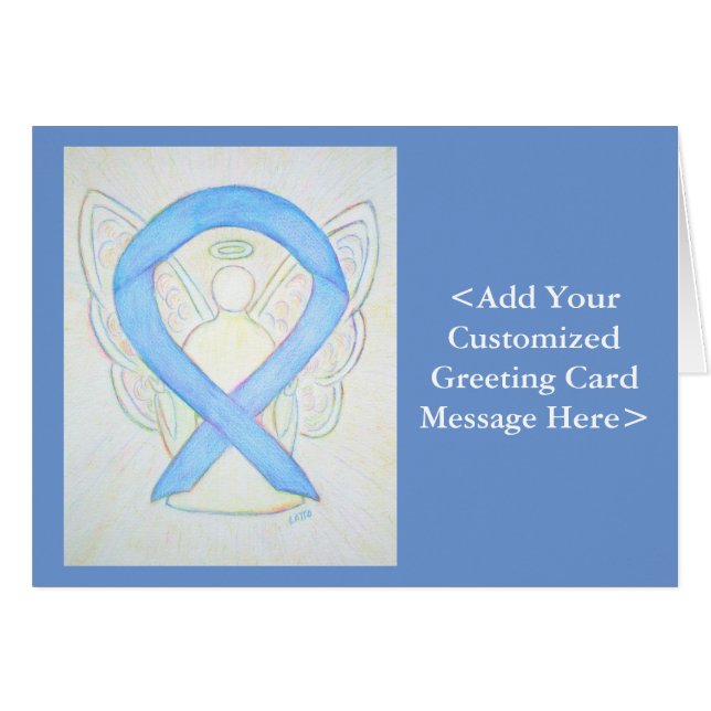 Cartes d'angle Blue Sky Awareness Ribbon (Devant horizontal)