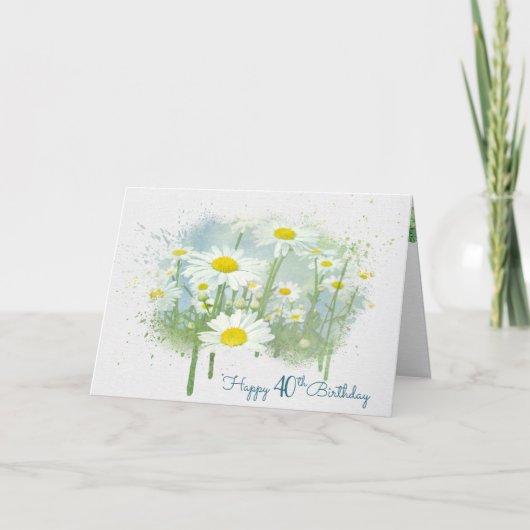 Cartes d'anniversaire 40th White Daisies (Devant)