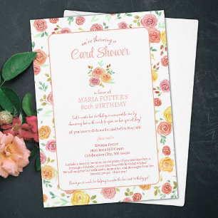 Cartes d'anniversaire 80 ans Fleurs aquarelles