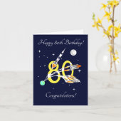 Cartes d'anniversaire 80 ans - Fusées spatiales (Fleur jaune)