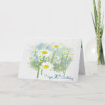 Cartes d'anniversaire 90th White Daisies<br><div class="desc">Gros plan de marguerites blanches dans la prairie de campagne avec cadre aquarelle pour 90ème anniversaire.</div>