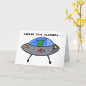 CARTES D'ANNIVERSAIRE ALIEN UFO FUNNY (Fleur jaune)